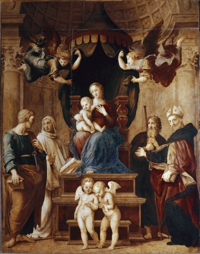 Vierge avec quatre anges et quatre - Raphael