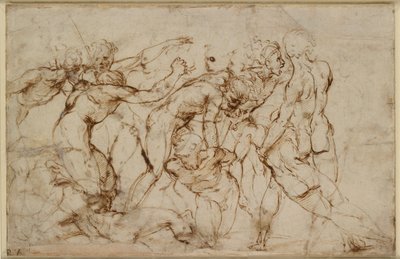 Scène de bataille avec des prisonniers attachés - Raphael