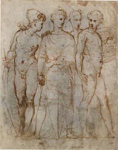 Groupe de guerriers, Saint Georges de Donatello à Orsanmichele au centre, début du 16e siècle - Raphael