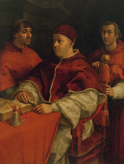 Léon X avec les cardinaux Giulio de Medici et Luigi de Rossi, 1517-18 - Raffaello Sanzio Raphael