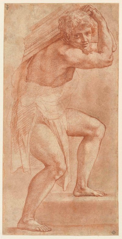 Homme à moitié enveloppé, portant un fardeau, 1514-1516 - Raphael