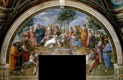 Le Parnasse Fresque dans la Stanza della Segnatura, vers 1510-1511. - Raphael