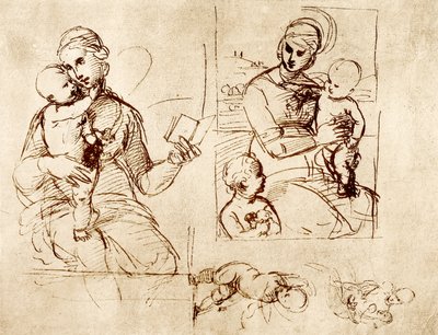 Deux études de Madone - Raffaello Sanzio Raphael
