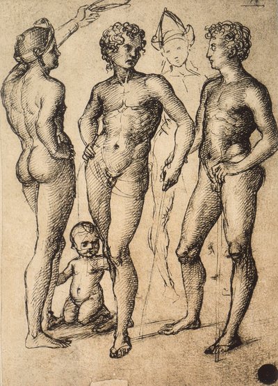 Étude de quatre figures masculines et un bébé - Raffaello Sanzio Raphael