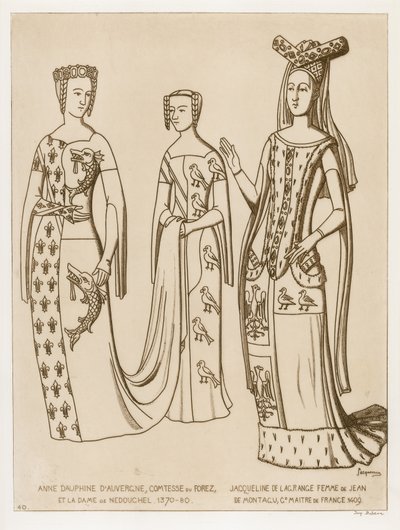 Anne Dauphine, Comtesse du Forez et la dame de Nedouchel, 1370-80. Jacqueline de Lagrange, femme de Jean de Montagu, maître de France, 1409 - Raphael Jacquemin