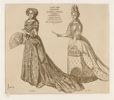 Costumes de Cour. Marie Anne de Bavière, Dauphine de France, mariée au fils du Roi Louis XIV. D