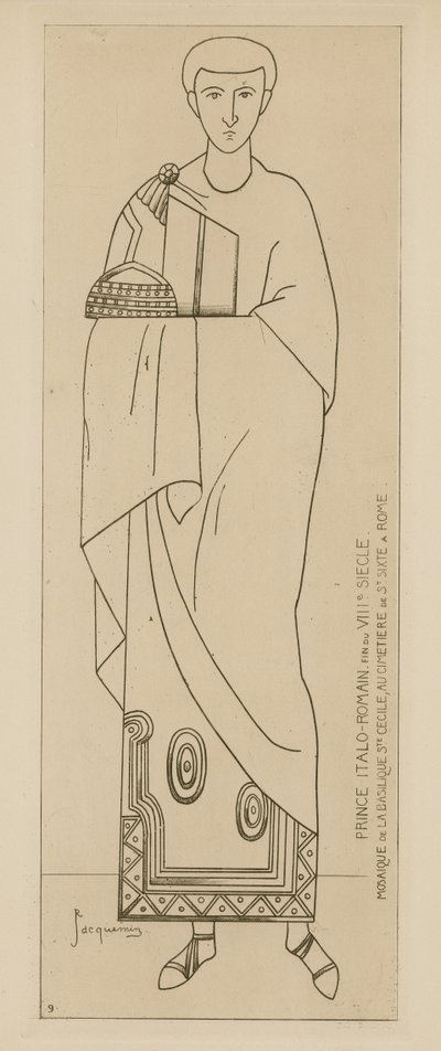 Prince Italo-Romain. Fin du VIIIe siècle. Mosaïque de la Basilique Ste Cécile, au cimetière de St Sixte à Rome - Raphael Jacquemin