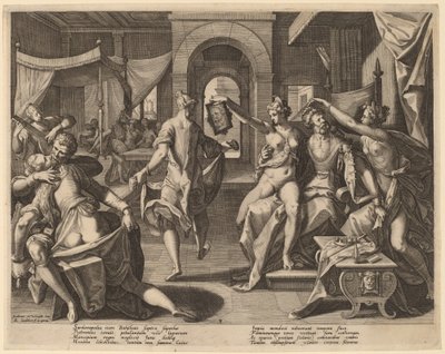 Sardanapale parmi les concubines - Raphael Sadeler I after Joos van Winghe