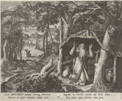Saint Arnold de Metz en ermite - Raphaël Sadeler (I)