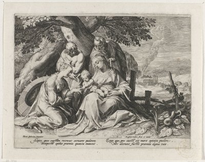 Sainte Famille avec Sainte Catherine et Saint Sébastien - Raphaël Sadeler (I)