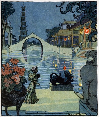 Aladin devant le palais du magicien africain : illustration pour le conte 