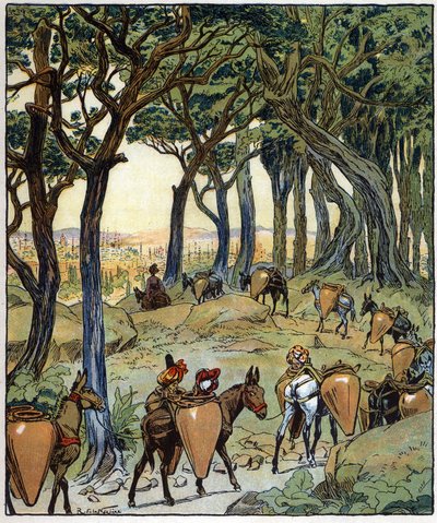 Toute la caravane prit le chemin de la ville : illustration pour le conte 
