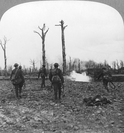 Troupes britanniques occupant la forêt de Houthulst, Flandre, Belgique, Première Guerre mondiale, vers 1914-1918 - Realistic Travels Publishers