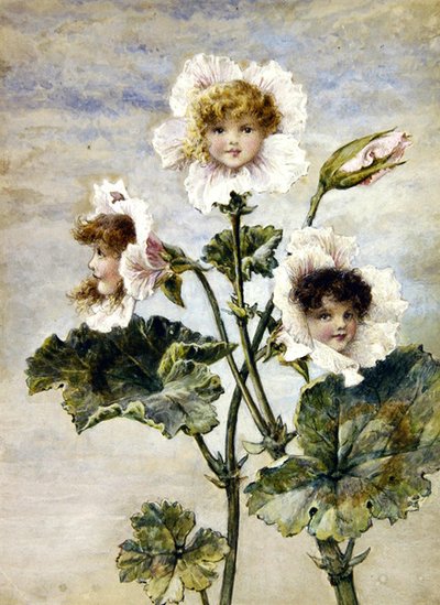 Géranium et pois de senteur - Enfants des fleurs - une paire - Rebecca Coleman