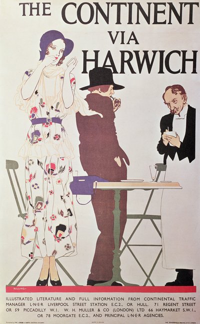 Le continent via Harwich (affiche) - Reginald Edward Higgins