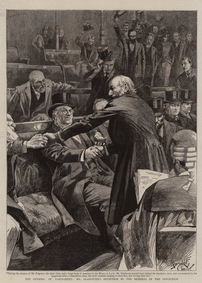 Ouverture du Parlement, réception de M. Gladstone par les membres de l