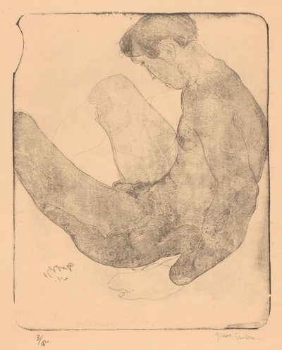 Homme nu avec les genoux repliés - Reijer Stolk (signed by artist)