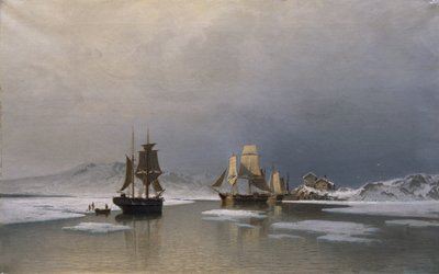 Navires à Voile sur un Fjord Gelé - Reinholdt Boll