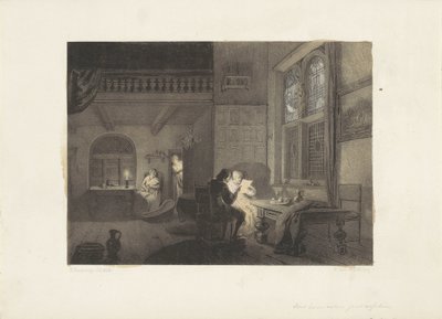 Intérieur avec des figures à la lumière des bougies - Reinier Craeyvanger