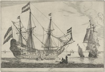 Grand voilier et une barque - Reinier Nooms