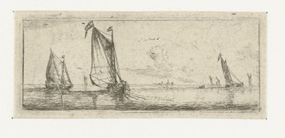Petit paysage marin avec deux barques - Reinier Nooms