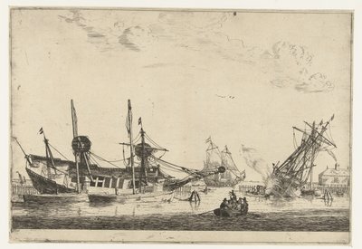 Deux voiliers à quille (treize scènes avec des navires) - Reinier Nooms