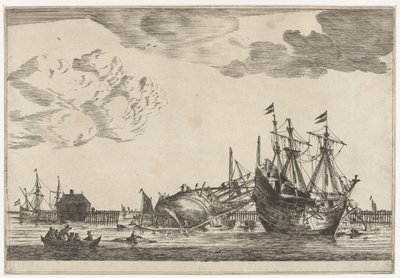 Deux navires prêts pour réparation - Reinier Nooms