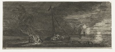 Vue de mer de nuit (série Divers embarquements et autres faits) - Reinier Nooms