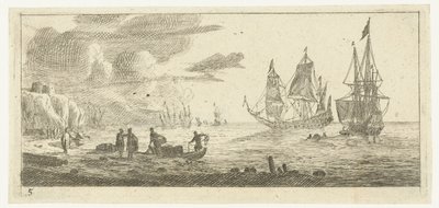 Port avec deux grands voiliers - Reinier Nooms
