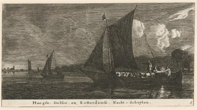 Les bateaux de nuit pour La Haye, Delft et Amsterdam - Reinier Nooms, called Zeeman
