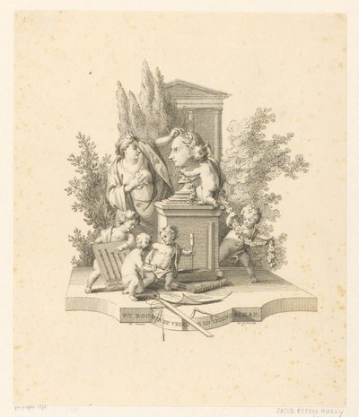 Représentation allégorique avec un buste de Jacob Otten Huslij - Reinier Vinkeles (I)