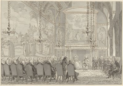 Réception du prince Guillaume V et Wilhelmine de Prusse dans la salle du conseil de l