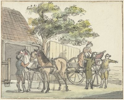 Chariot avec deux chevaux à l