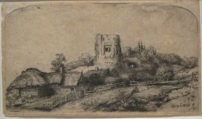 Paysage avec une tour carrée - Rembrandt