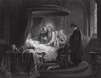 La résurrection de la fille de Jaïre, Marc, Ch V, vs 35, 42 - Rembrandt Harmensz. van Rijn (after)