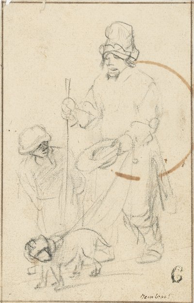 Un garçon mendiant aveugle et un chien - Rembrandt van Rijn