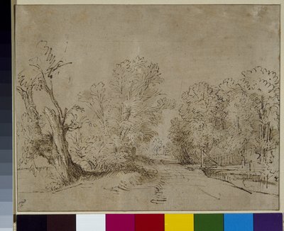 Une route boisée, vers 1650 - Rembrandt Harmensz. van Rijn
