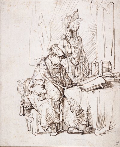 Un acteur dans sa loge - Rembrandt Harmensz. van Rijn