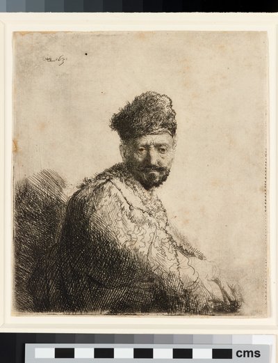 Homme barbu avec un bonnet oriental en fourrure : le père de l