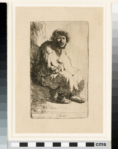 Mendiant assis sur une berge - Rembrandt van Rijn