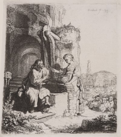 Christ et la femme de Samarie : Parmi les ruines - Rembrandt van Rijn