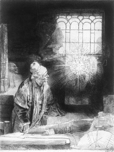 Dr Faustus dans son étude (gravure) - Rembrandt van Rijn