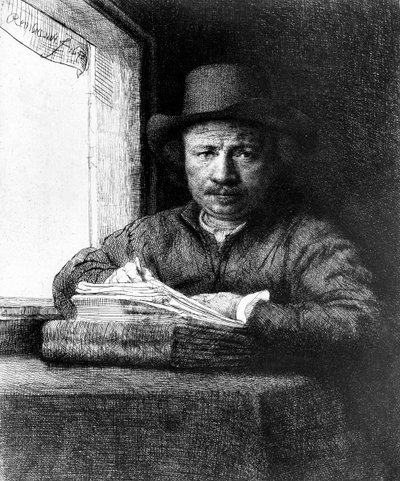 Autoportrait en train de dessiner - Rembrandt van Rijn