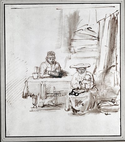 La Sainte Famille. Dessin à la plume et à l