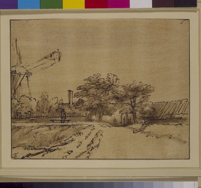 Le moulin sur le rempart de la Sint Anthonispoort, Amsterdam, vers 1650 - Rembrandt Harmensz. van Rijn
