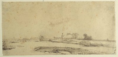 Eau, prairies et une ferme - Rembrandt Harmensz. van Rijn
