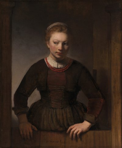 Jeune femme à une demi-porte ouverte, 1645 - Rembrandt Harmensz van Rijn