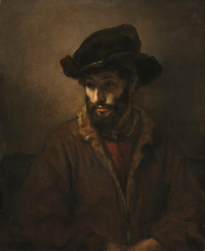 Un homme barbu portant un chapeau - Rembrandt van Rijn