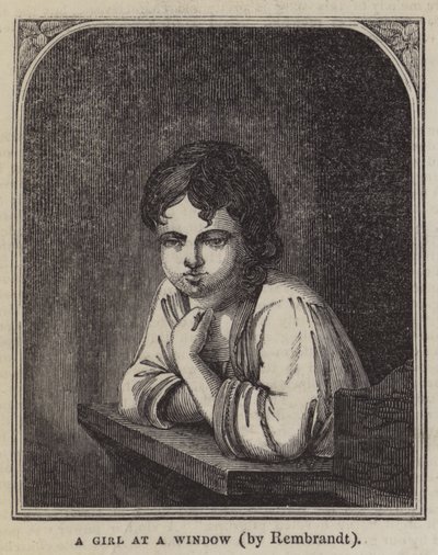 Une fille à une fenêtre - Rembrandt van Rijn