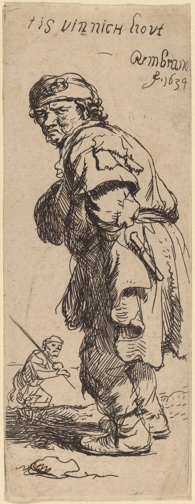 Un Paysan Criant : "tis vinnich kout" (Il fait un froid mordant) - Rembrandt van Rijn